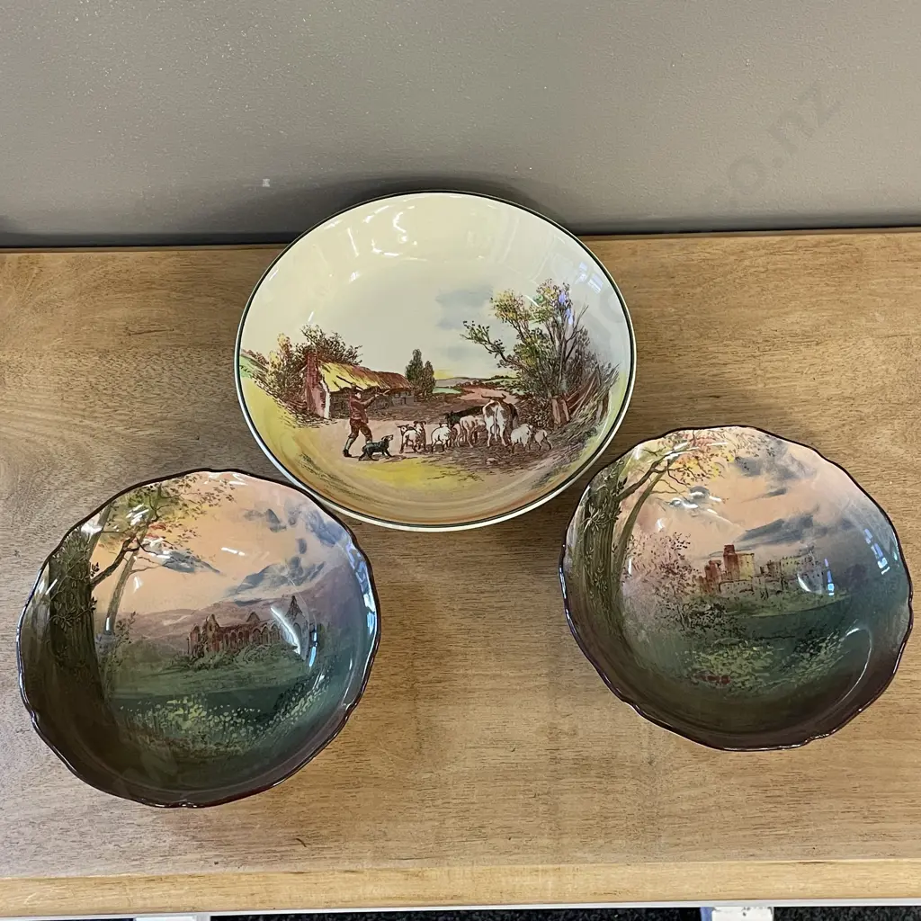 Royal Doulton Castle Bowls x 2 with Farm Scene Bowl Image 1++