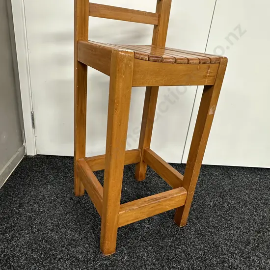 Rimu Low Back Barstool, Slatted Seat