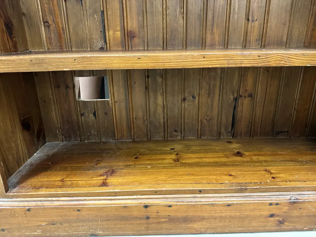 Antique Solid Wood Bookcase, Tongue & Groove Back, H188 W122 D37cm Image 1++
