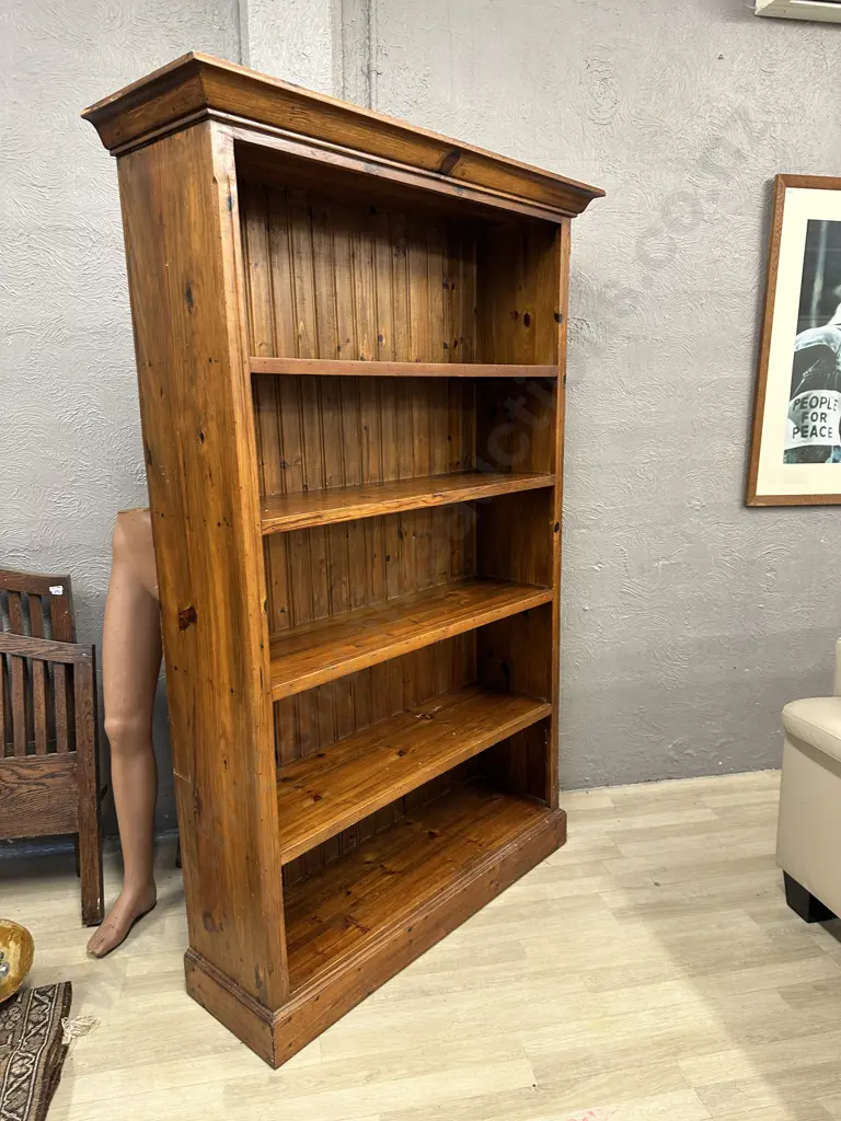 Antique Solid Wood Bookcase, Tongue & Groove Back, H188 W122 D37cm Image 1++