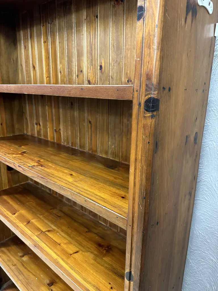 Antique Solid Wood Bookcase, Tongue & Groove Back, H188 W122 D37cm Image 1++