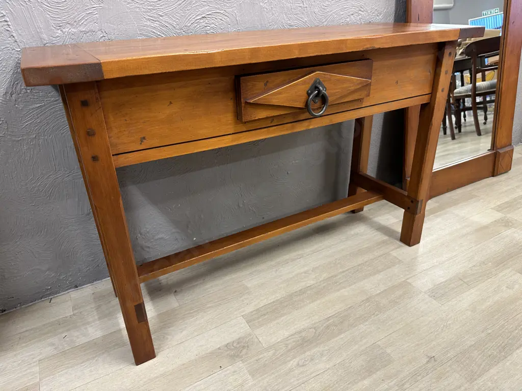 Solid Rimu Hall Table, Single Drawer With Ring Handle, crafted by Willetts Furniture of Oamaru, H78 W120 D45cm Image 1++