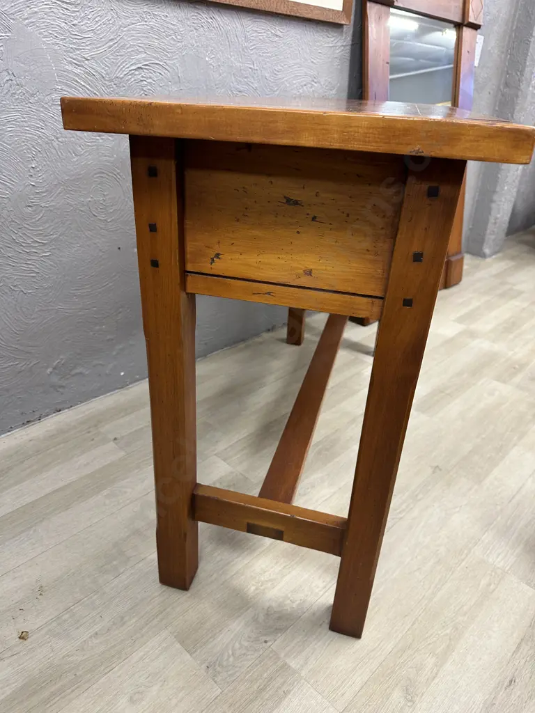 Solid Rimu Hall Table, Single Drawer With Ring Handle, crafted by Willetts Furniture of Oamaru, H78 W120 D45cm Image 1++