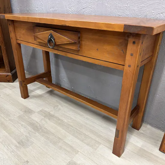 Solid Rimu Hall Table, Single Drawer With Ring Handle, crafted by Willetts Furniture of Oamaru, H78 W120 D45cm