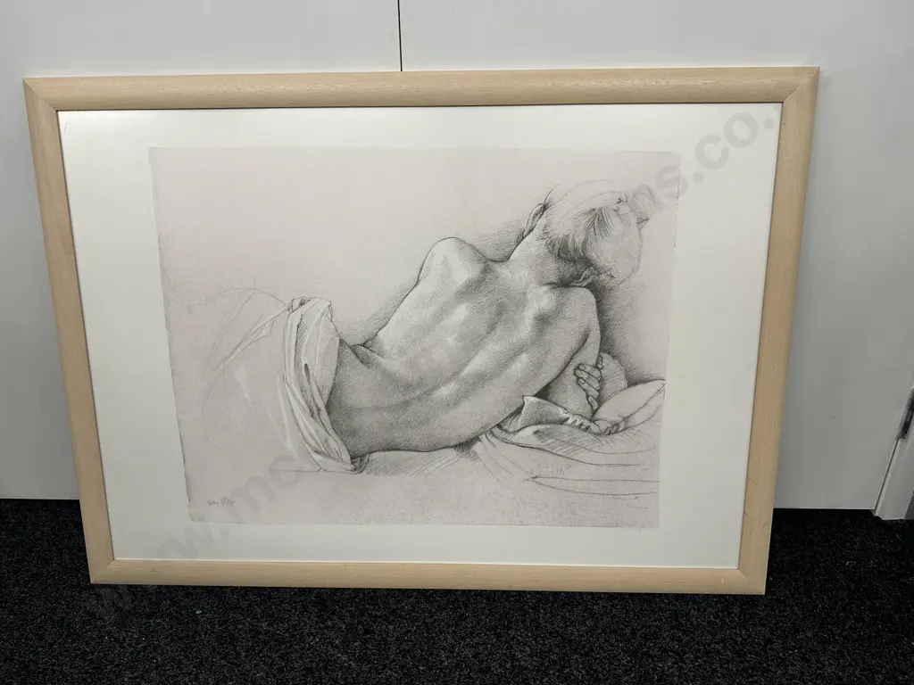 Framed Print Of A Lady At Rest by Van Hove, 77 x 106cm Image 1++