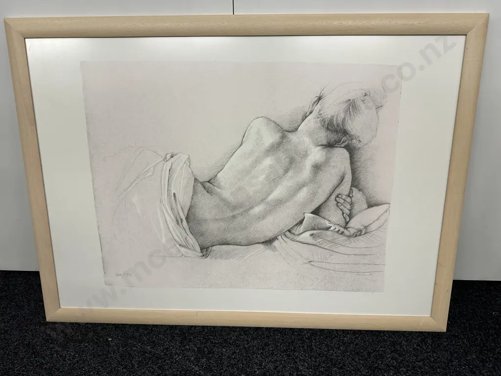 Framed Print Of A Lady At Rest by Van Hove, 77 x 106cm Image 1++