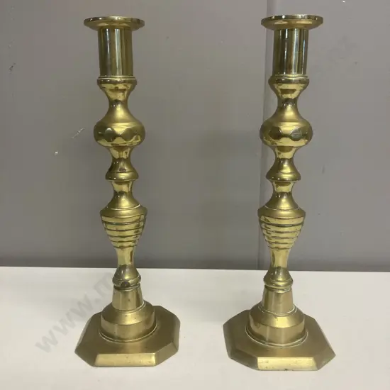 Pair of Brass Candlesticks, H30cm