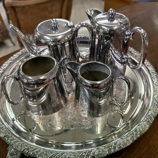 Silverware On Footed Tray