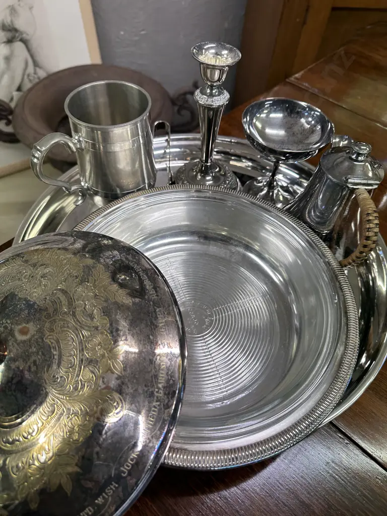 Silverware On Large Round Tray Image 1++
