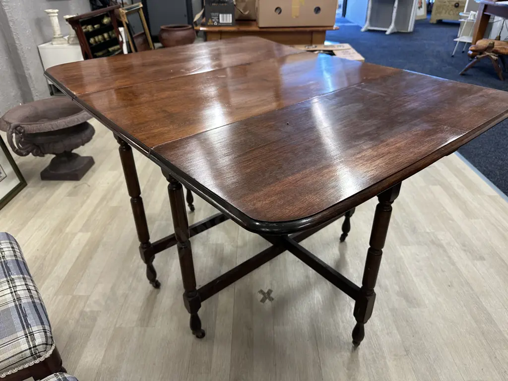 Antique Mahogany Gateleg Table, H78 W50 / 87.5 / 125 D100cm Image 1++
