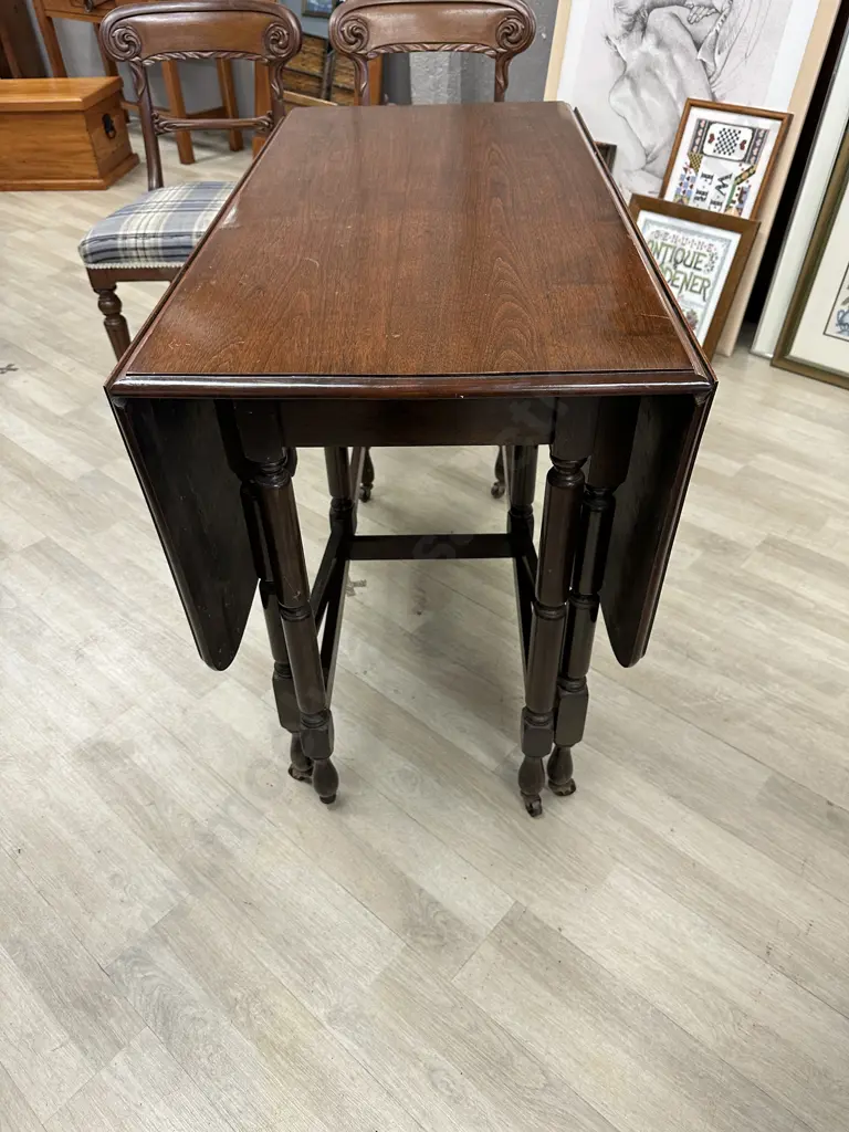 Antique Mahogany Gateleg Table, H78 W50 / 87.5 / 125 D100cm Image 1++