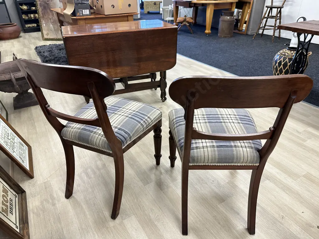Pair of Antique Classic Carved Regency Dining Chairs, Swirls On Backrest, H86 W45 D50cm Image 1++