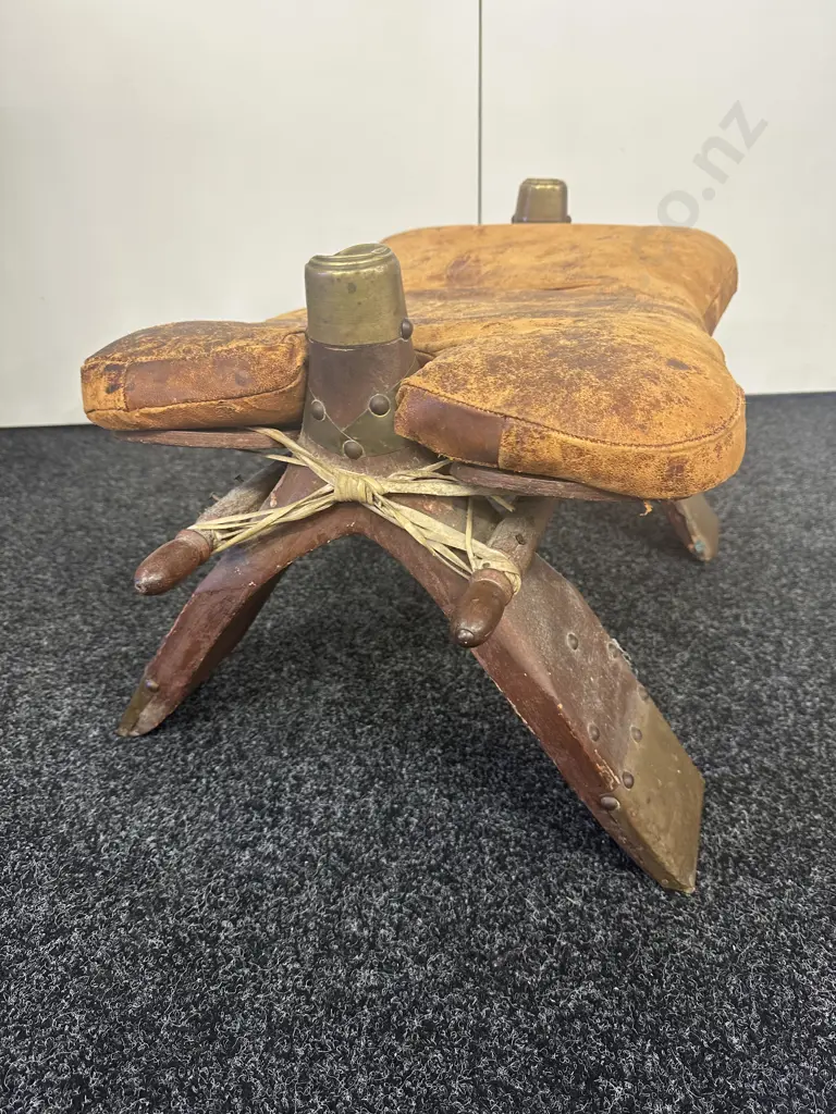 Vintage Camel Saddle Foot Stool Image 1++