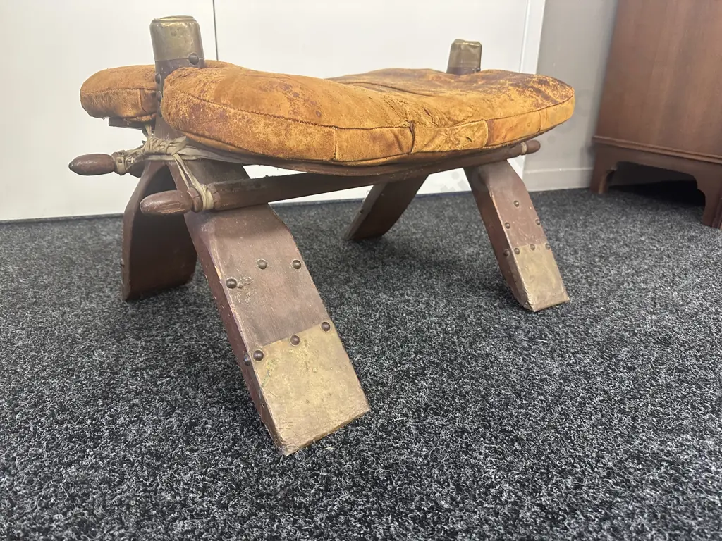 Vintage Camel Saddle Foot Stool Image 1++