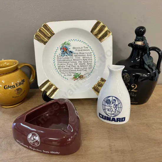 Lot of Ashtrays, Jug, Decanter Etc