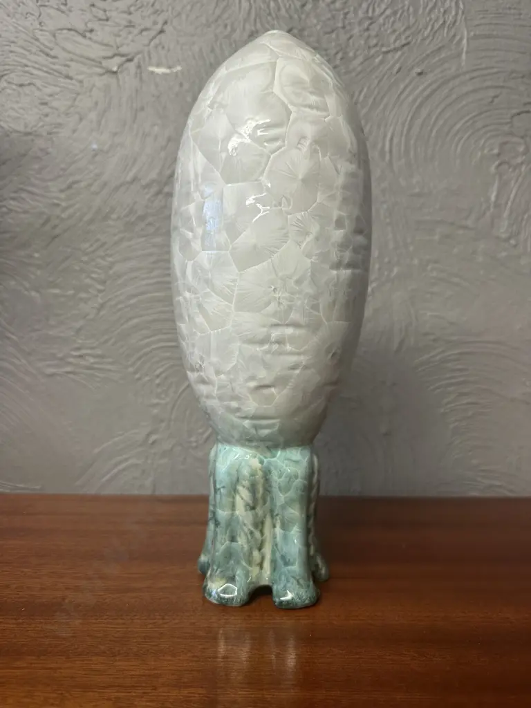 Ceramic Decanter Green Base And White Top Image 1++
