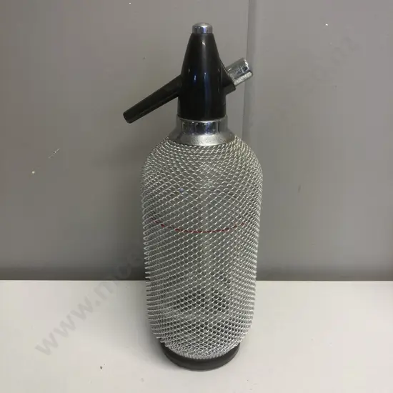 Vintage Mid Century ACC Soda Syphon, Black Detail With Mesh Cover