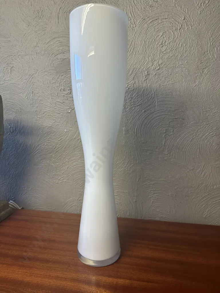 Large Modernist White Art Glass Vase, H60cm Image 1++