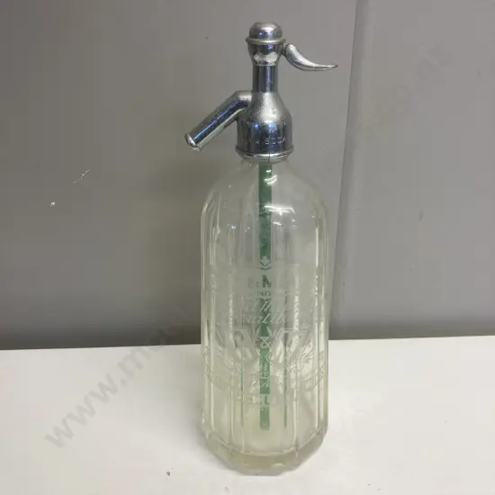 Antique Soda Syphon (British Syphon Co, London) Alva Soda Water With a Glass Grey & Menzies Glass Base