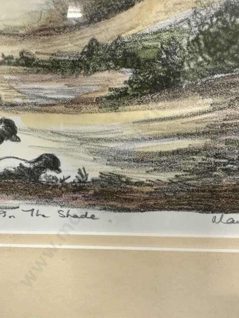 Limited Edition 19/50 Glazed Print Gilt Frame Signed By Artist Titled 'In The Shade' H48cm, W58cm.  Image 1++