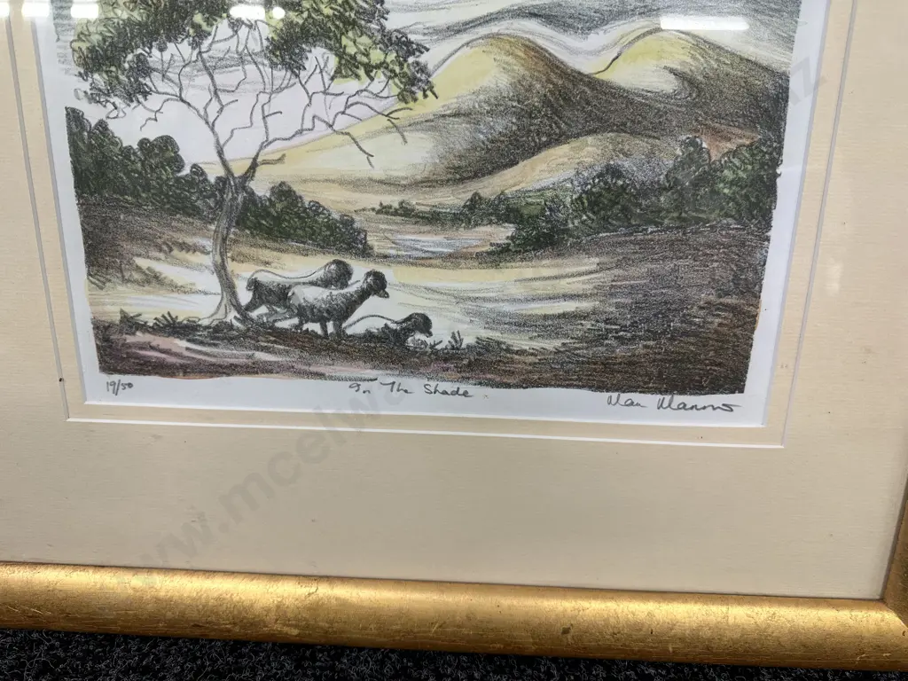 Limited Edition 19/50 Glazed Print Gilt Frame Signed By Artist Titled 'In The Shade' H48cm, W58cm.  Image 1++