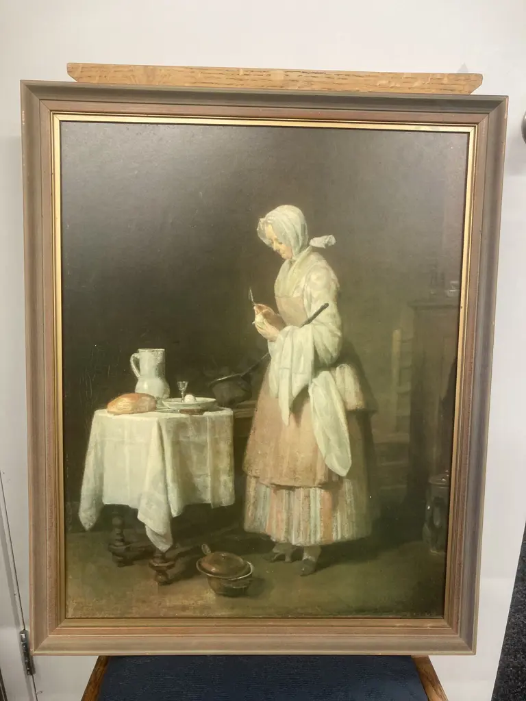 Framed Print The Attentive Nurse by Jean-Baptiste-Simoen Chardin (French 1699-1779), 61 x 50cm Image 1++