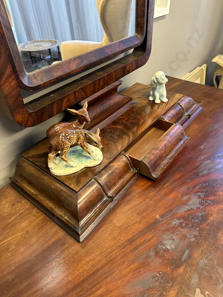 Stunning Antique Burr Dressing Table Six Hidden Drawers On Original Castors H168cm (Including Mirror), W122cm, D68cm. Image 1++