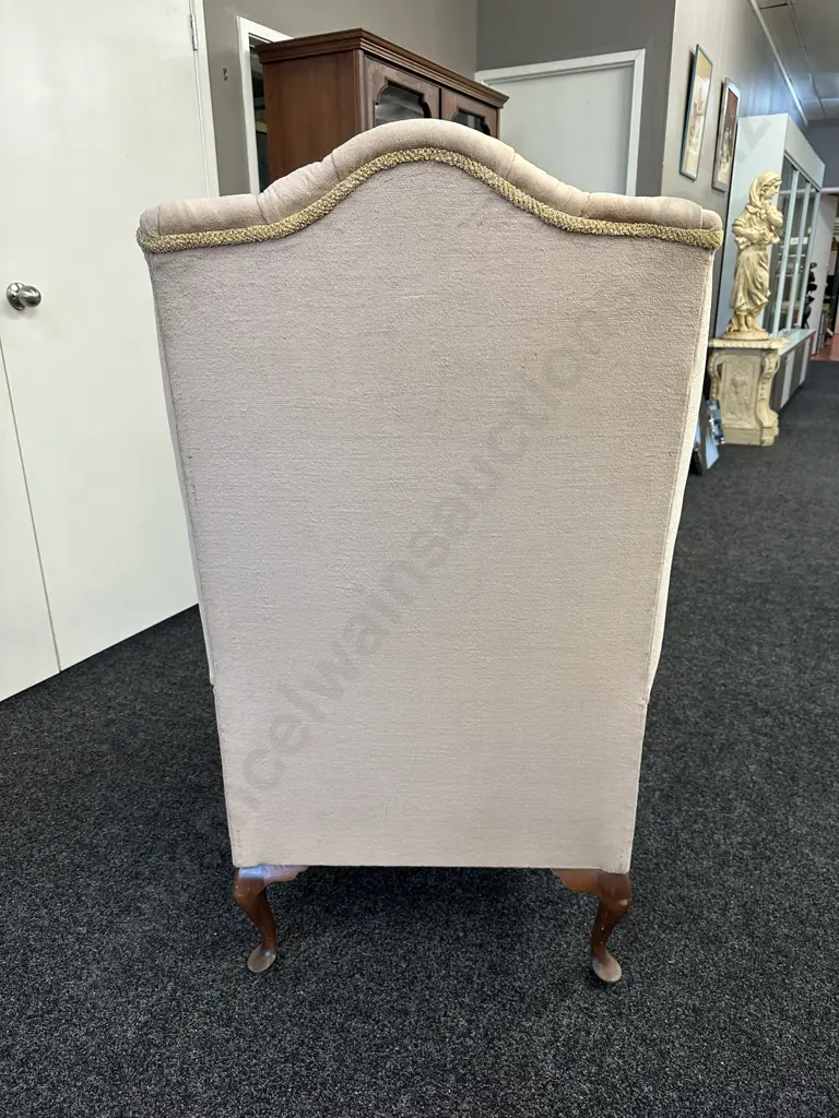 Mahogany Framed Wing Back Armed Chair Button Back H12cm, W85cm Image 1++
