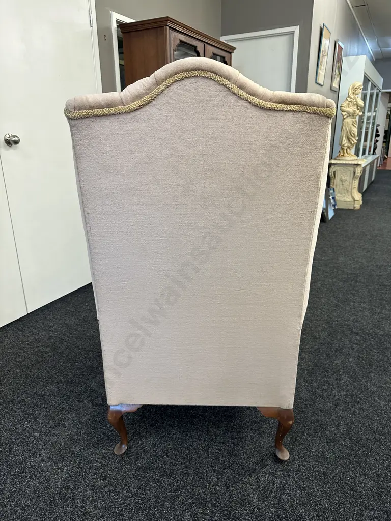 Mahogany Framed Wing Back Armed Chair Button Back H12cm, W85cm Image 1++
