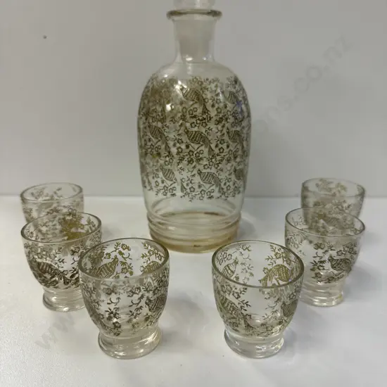 Vintage Decanter & Set of 6 Glasses
