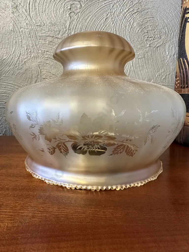 Vintage Large Amber / Clear Glass Bulbous Light Shade Image 1++