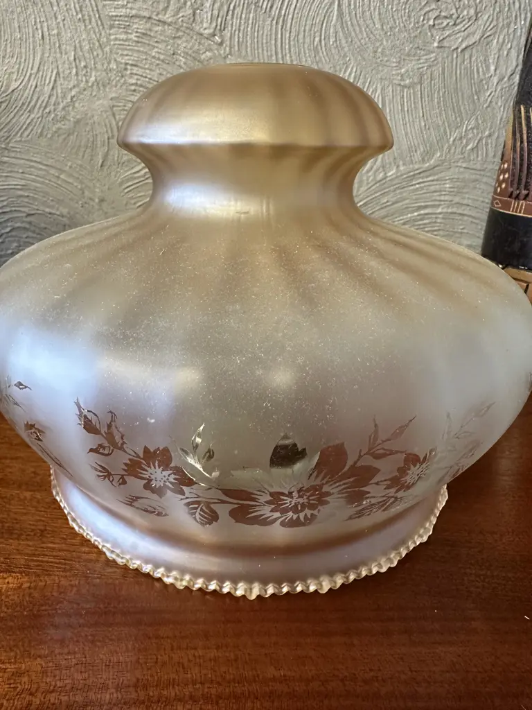 Vintage Large Amber / Clear Glass Bulbous Light Shade Image 1++