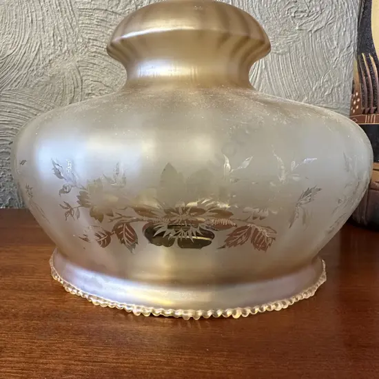 Vintage Large Amber / Clear Glass Bulbous Light Shade