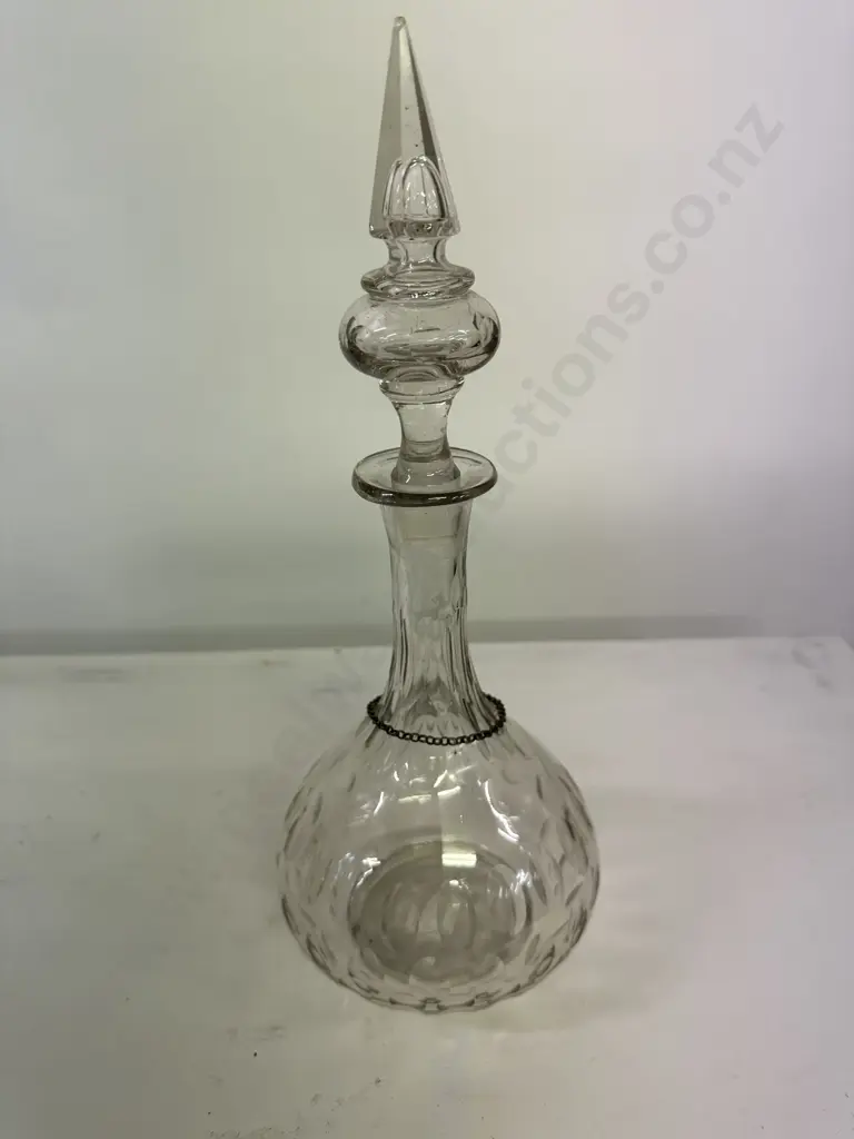 Early Crystal Whisky Decanter With Sterling Silver Tag Image 1++
