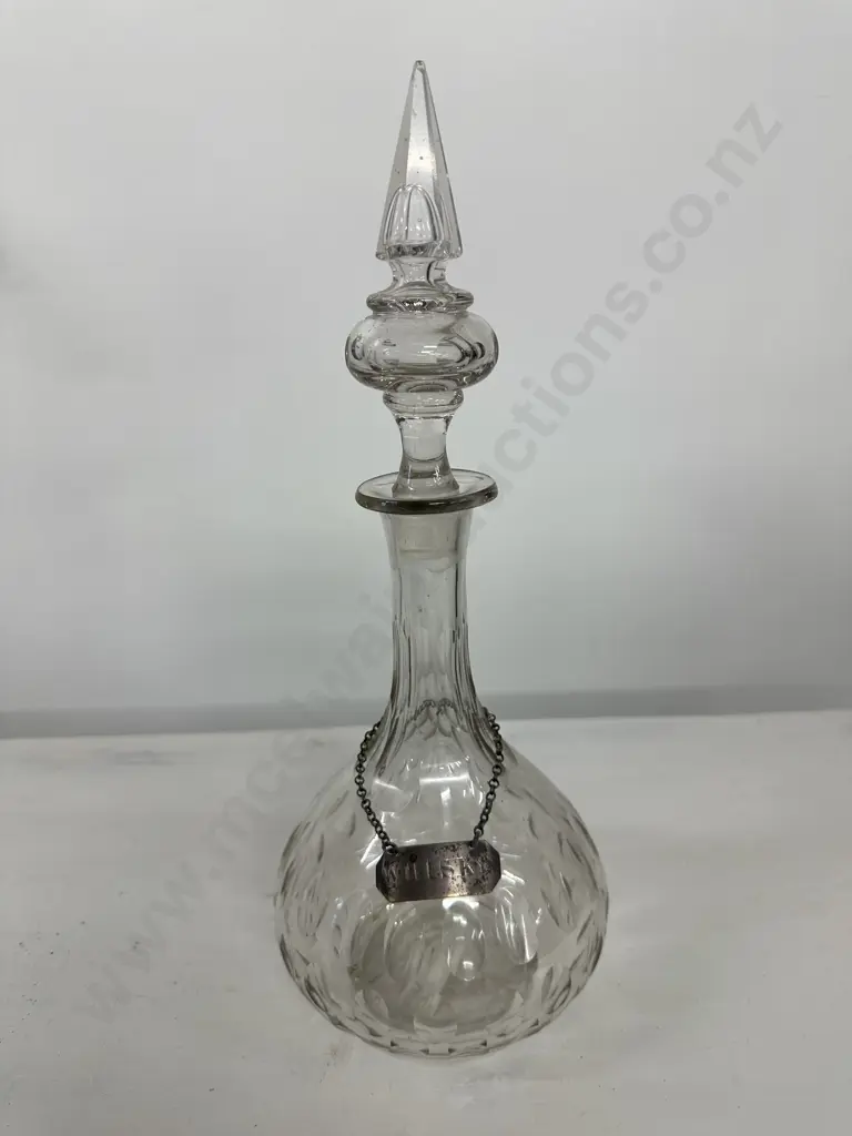 Early Crystal Whisky Decanter With Sterling Silver Tag Image 1++