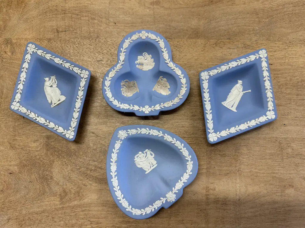Vintage Wedgwood Blue Jasperware Pin Dishes x4 Image 1++