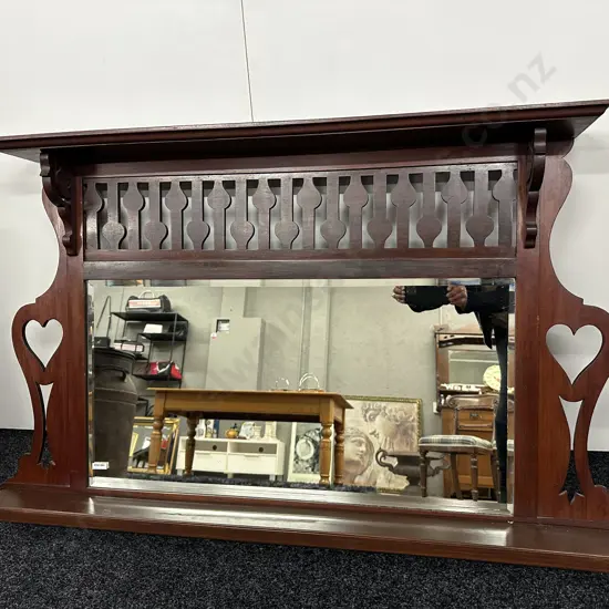 Antique Arts & Crafts Wall Mirror, 73 x 107cm, Bevelled Mirror