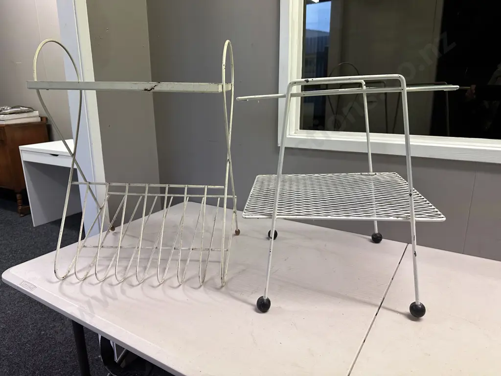 Two Mid Century White Painted Occasional Tables Image 1++