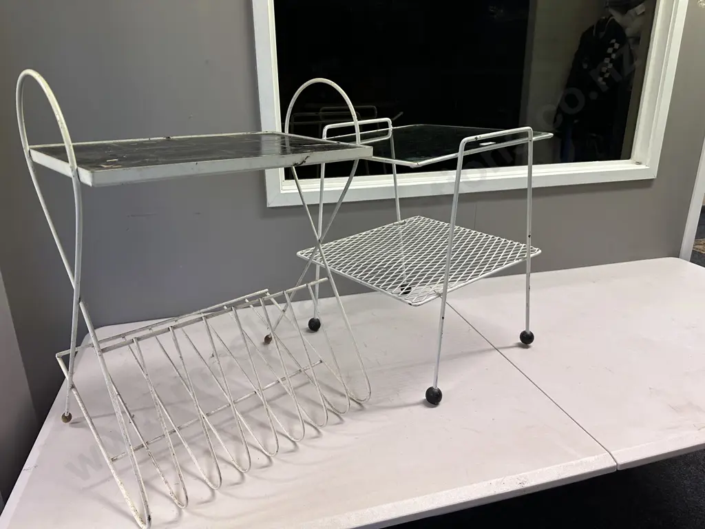 Two Mid Century White Painted Occasional Tables Image 1++