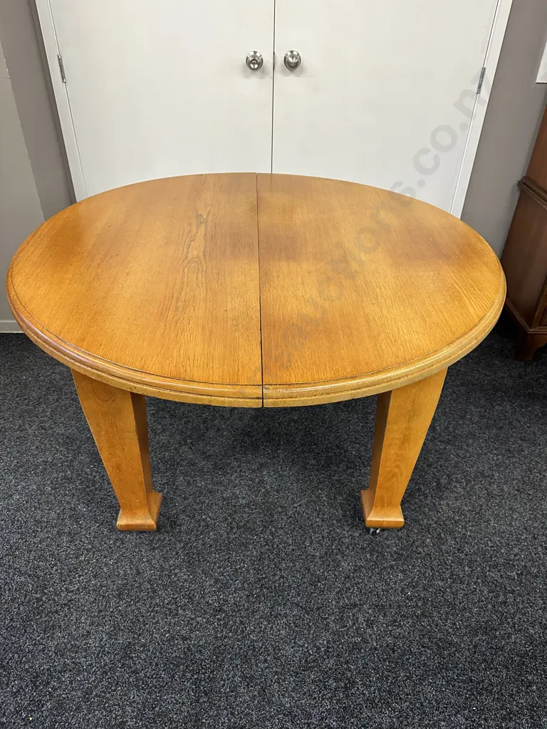 Antique Oak Arts & Crafts Crank Extension Dining Table On Castors, 2 x Extensions (No Handle), H77 W119 - 185 D123cm Image 1++
