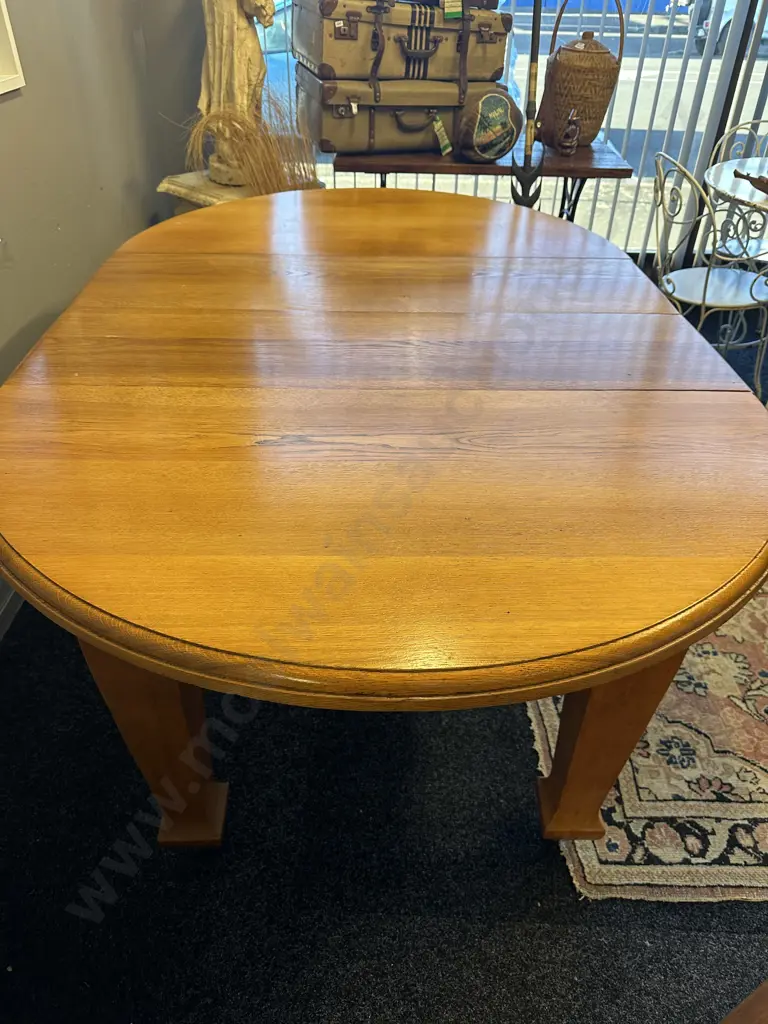 Antique Oak Arts & Crafts Crank Extension Dining Table On Castors, 2 x Extensions (No Handle), H77 W119 - 185 D123cm Image 1++