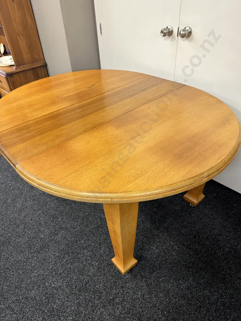 Antique Oak Arts & Crafts Crank Extension Dining Table On Castors, 2 x Extensions (No Handle), H77 W119 - 185 D123cm Image 1++