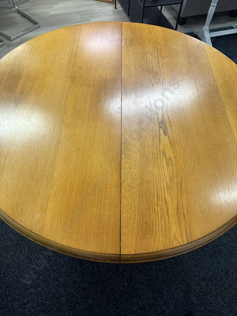 Antique Oak Arts & Crafts Crank Extension Dining Table On Castors, 2 x Extensions (No Handle), H77 W119 - 185 D123cm Image 1++