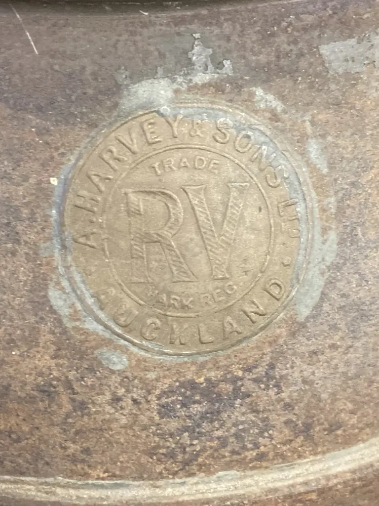 Vintage Steel Cream Can With Lid Manufactured by A.Harvey & Sons, Auckland, H55cm Image 1++