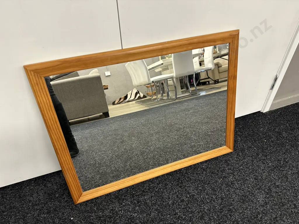 Wooden Framed Mirror H58cm, W78cm.  Image 1++