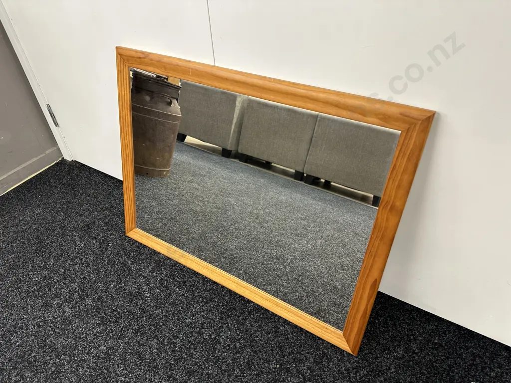 Wooden Framed Mirror H58cm, W78cm.  Image 1++