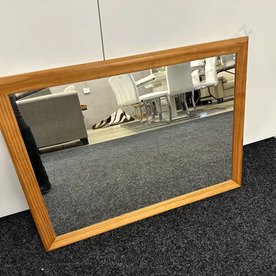 Wooden Framed Mirror H58cm, W78cm. 