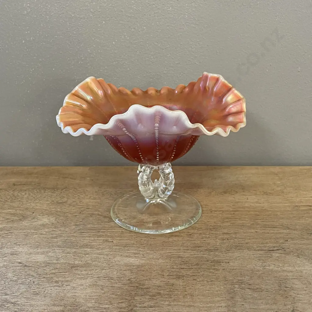 Vintage Antique Fluted Glass Compote Image 1++