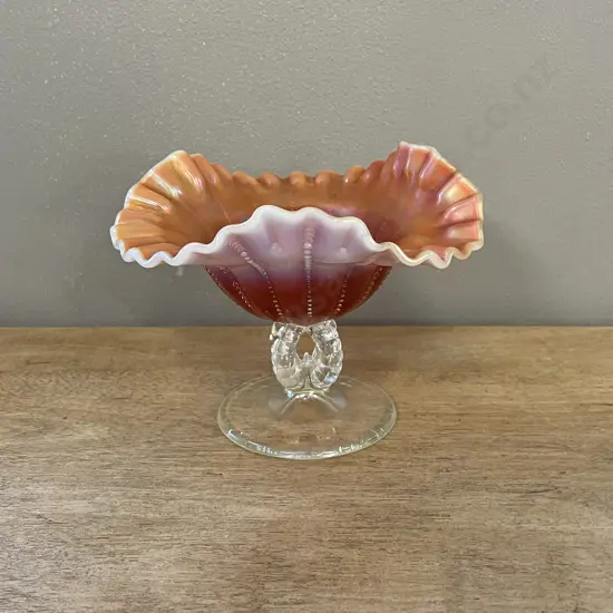 Vintage Antique Fluted Glass Compote