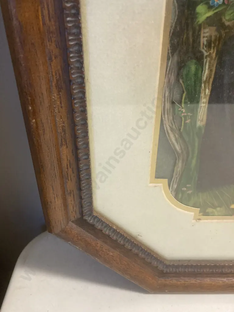 Vintage Print In Glazed Octagonal Oak Frame, 60 x 45cm Image 1++